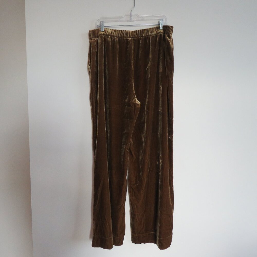 FAHERTY Silk Velvet Genevieve Pull On Wide Leg Pants in Breen Gold Bronze Sz XL - Picture 9 of 13